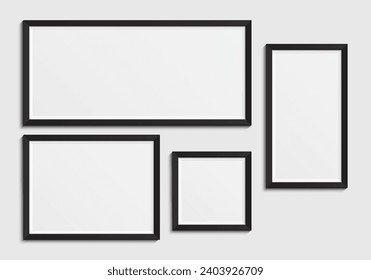Picture frame design. Blank picture frame mockup. Photo frame wall decoration element. Vector