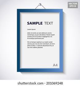 Picture frame design. Frame and white wall. Vector for A4 image or text. 3D