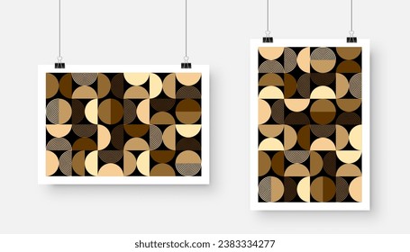 Bilderrahmen mit geometrischen Trendmustern, Bauhaus-Stil. Moderner Hintergrund, einfache Elemente. Retro-Textur, geometrische Grundformen. Printdesign, minimalistische Plakatabdeckung. Vektorgrafik