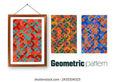 Bilderrahmen mit geometrischen Trendmustern, Bauhaus-Stil. Moderner Hintergrund, einfache Elemente. Retro-Textur, geometrische Grundformen. Printdesign, minimalistische Plakatabdeckung. Vektorgrafik