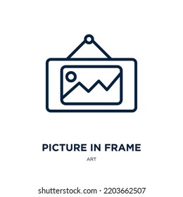 Picture In Frame Icon From Art Collection. Thin Linear Picture In Frame, Picture, Frame Outline Icon Isolated On White Background. Line Vector Picture In Frame Sign, Symbol For Web And Mobile