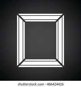Picture frame icon. Black background with white. Vector illustration.