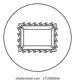 Picture frame icon in circle round outline black color vector illustration flat style image
