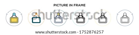 Picture in frame icon in filled, thin line, outline and stroke style. Vector illustration of two colored and black picture in frame vector icons designs can be used for mobile, ui, web