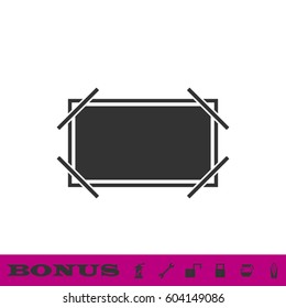 Picture frame icon flat. Black pictogram on white background. Vector illustration symbol and bonus button
