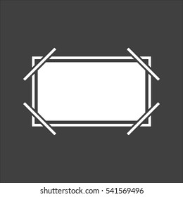 Picture frame icon flat. Vector white illustration isolated on black background. Flat symbol
