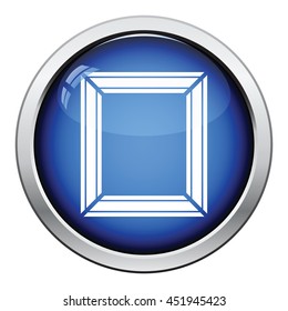 Picture frame icon. Glossy button design. Vector illustration.