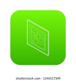 Picture in a frame icon green vector isolated on white background
