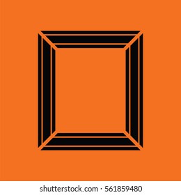 Picture frame icon. Orange background with black. Vector illustration.