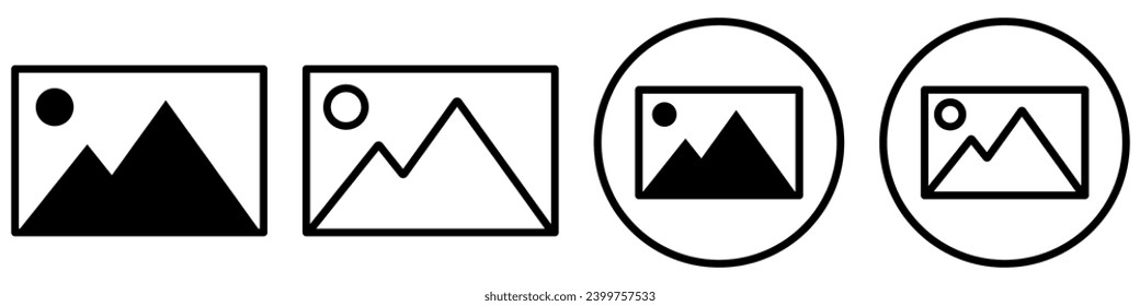 Picture frame icon symbol set