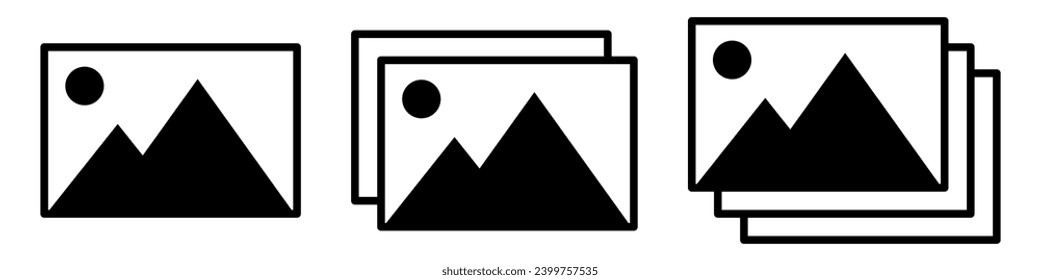 Picture frame icon symbol set