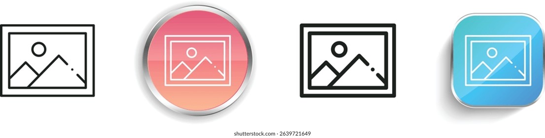 picture frame icon. Thin Linear, Regular and Button Style Design Isolated On White Background