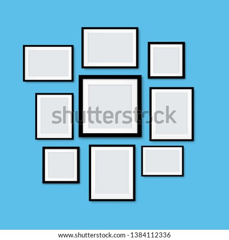 Picture Frame Isolated Blue Background With Gradient Mesh, Vector Illustration