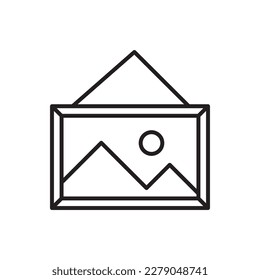 Picture frame line icon on white