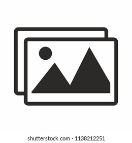 Picture frame with mountain image icon. flat style. Vector