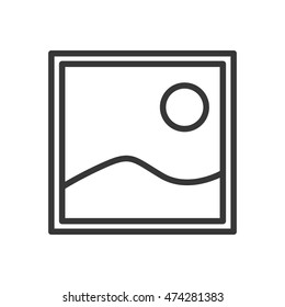 picture frame mountain landscape sun icon. Flat and isolated design. Vector illustration