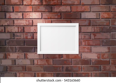 Picture frame on a brick wall texture background