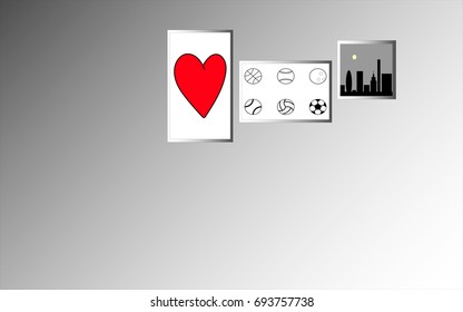 Picture frame on gray - white background