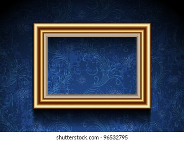 Picture frame on grunge wall, vintage background.