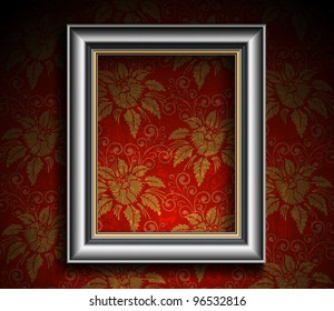 Picture frame on grunge wall, vintage background.