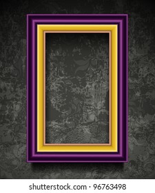 Picture frame on grunge wall, vintage background.