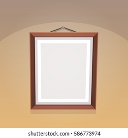 Picture Frame On The Wall, Cartoon Vector Illustration.