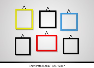 Picture frame on the wall design vector