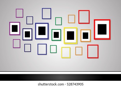 Picture frame on the wall design vector
