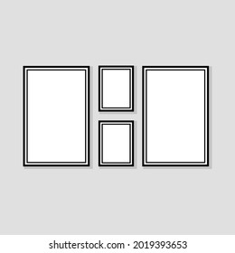 Picture frame on wall isolated on white background. Interior design. Vector illustration