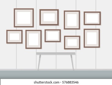 Picture frame on wall. vector