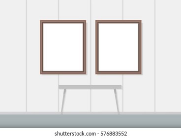 Picture frame on wall. vector