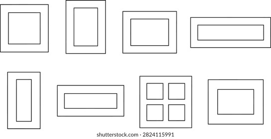 Picture frame outline set with rectangular and square borders for gallery and wall display projects