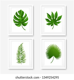 Picture Frame With Palm Leaves Isolated With Gradient Mesh, Vector Illustration Transparent