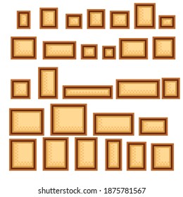 Picture frame pixel art. Picture frame set. Vector illustration.