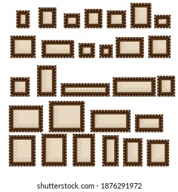 Bildrahmen-Pixelkunst. Bilderrahmen-Set. Vektorgrafik.