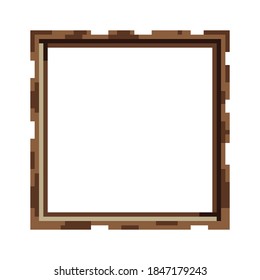 Picture frame pixel art. Vector picture. Old wooden frame. 