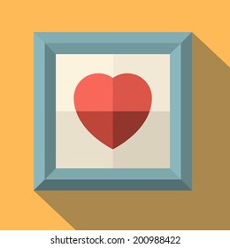 Picture frame with red heart. Vector illustration