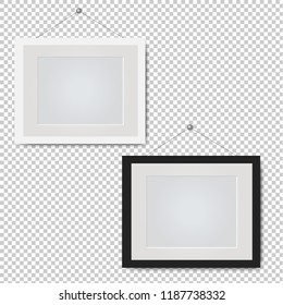 Picture Frame Set Isolated Transparent Background With Gradient Mesh, Vector Illustration