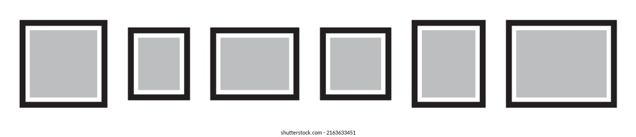 Picture Frame Set. Photo Frame Set. Mockup Wall Photo Frame Icons, Vector Illustration