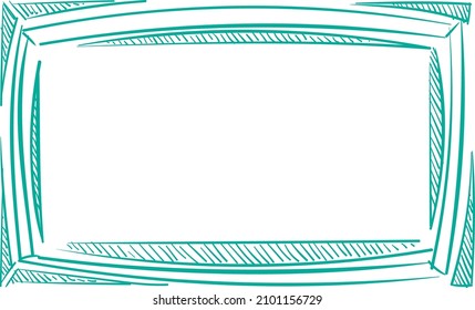 Picture frame in sketch scribble style. Scrapbook shape template