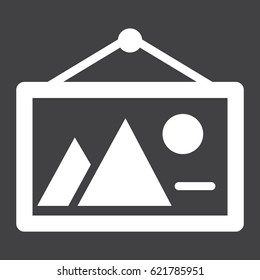 Picture in frame solid icon, vintage and decor element, vector graphics, a filled pattern on a black background, eps 10.