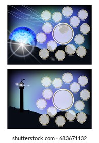 Picture frame space. Horizontal illustration for your design.