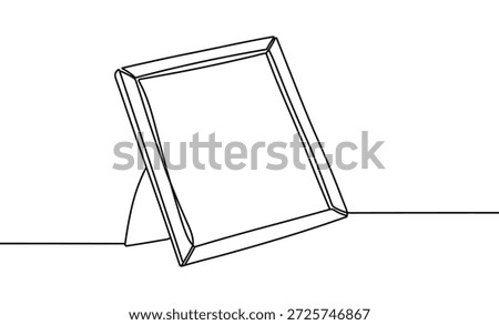 Picture frame standing drawing empty black outline single line art clean surface illustration artwork