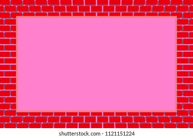 Picture frame surrounded by bricks,Tile, block, background material wallpaper, photo frame, photo space,