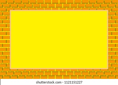 Picture frame surrounded by bricks,Tile, block, background material wallpaper, photo frame, photo space,