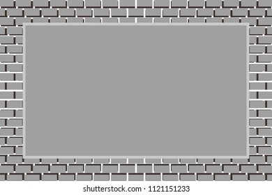 Picture frame surrounded by bricks,Tile, block, background material wallpaper, photo frame, photo space,