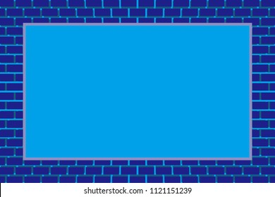 Picture frame surrounded by bricks,Tile, block, background material wallpaper, photo frame, photo space,