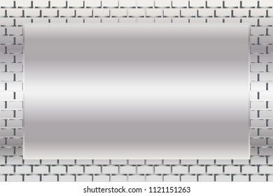 Picture frame surrounded by bricks,Tile, block, background material wallpaper, photo frame, photo space,