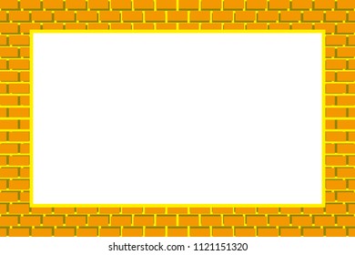 Picture frame surrounded by bricks,Tile, block, background material wallpaper, photo frame, photo space,