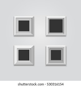 Picture frame template set isolated on wall. Vector illustration EPS 10. Isolated on white background.